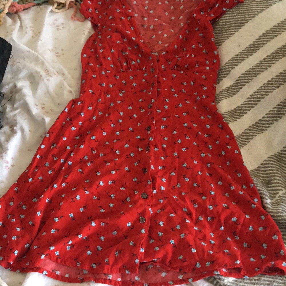 Red forever 21 dress with blue flowers!